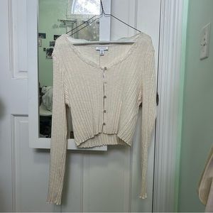 Topshop Cream Lace Button Up Cardigan Top
